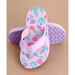 Cute Walk by Babyhug Slip On Flip Flops with Floral Print- Purple