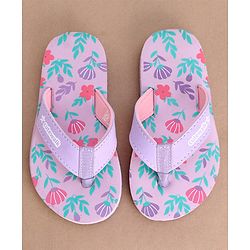 Cute Walk by Babyhug Slip On Flip Flops with Floral Print- Purple
