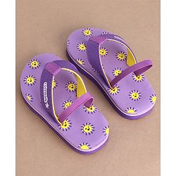 Cute Walk by Babyhug Flip Flops With Back Strap Sun Print - Purple