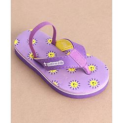 Cute Walk by Babyhug Flip Flops With Back Strap Sun Print - Purple