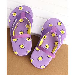 Cute Walk by Babyhug Flip Flops With Back Strap Sun Print - Purple