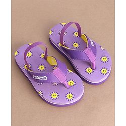 Cute Walk by Babyhug Flip Flops With Back Strap Sun Print - Purple