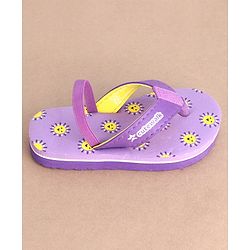 Cute Walk by Babyhug Flip Flops With Back Strap Sun Print - Purple