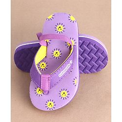 Cute Walk by Babyhug Flip Flops With Back Strap Sun Print - Purple