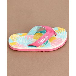Cute Walk by Babyhug Slip On Flip Flops with Leafy Print- Pink