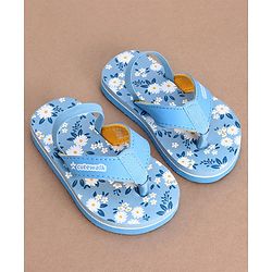 Cute Walk by Babyhug Slip On Flip Flops with Floral Print- Blue