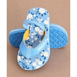 Cute Walk by Babyhug Slip On Flip Flops with Floral Print- Blue