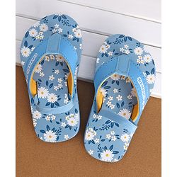 Cute Walk by Babyhug Slip On Flip Flops with Floral Print- Blue