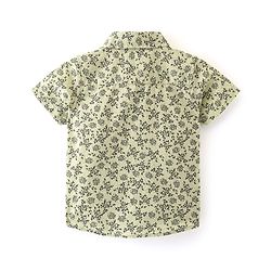 Babyhug Cotton Woven Half Sleeves Regular Collar Shirt Leaf Print - Green