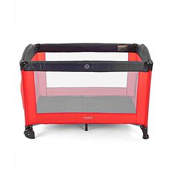 Babyhug Amaze Playpen cum Travel Cot with Mattress & Mosquito Net  Red| Easy Assembly| Compact Fold| Mesh Sides| Zipper Opening for Fun-play| Storage cum Carry Bag| Wheels with Lock