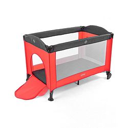 Babyhug Amaze Playpen cum Travel Cot with Mattress & Mosquito Net  Red| Easy Assembly| Compact Fold| Mesh Sides| Zipper Opening for Fun-play| Storage cum Carry Bag| Wheels with Lock