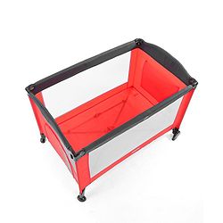 Babyhug Amaze Playpen cum Travel Cot with Mattress & Mosquito Net  Red| Easy Assembly| Compact Fold| Mesh Sides| Zipper Opening for Fun-play| Storage cum Carry Bag| Wheels with Lock