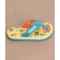 Cute Walk by Babyhug Slip On Flip Flops with Panda Print- Yellow & Sea Green
