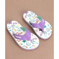 Cute Walk by Babyhug Slip On  Flip Flops Star Print- White & Purple