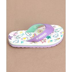 Cute Walk by Babyhug Slip On  Flip Flops Star Print- White & Purple