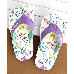 Cute Walk by Babyhug Slip On  Flip Flops Star Print- White & Purple