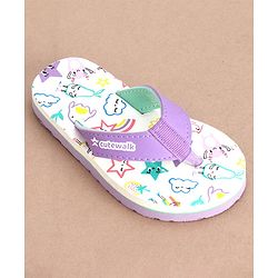 Cute Walk by Babyhug Slip On  Flip Flops Star Print- White & Purple