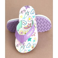 Cute Walk by Babyhug Slip On  Flip Flops Star Print- White & Purple