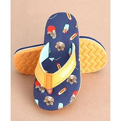 Cute Walk by Babyhug Slip On Flip Flops Teddy Print  -Blue & Brown