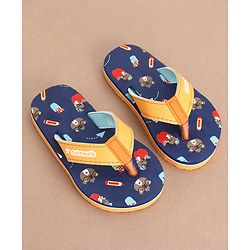 Cute Walk by Babyhug Slip On Flip Flops Teddy Print  -Blue & Brown