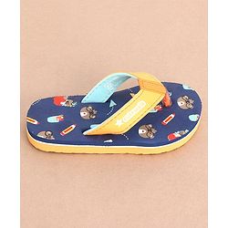 Cute Walk by Babyhug Slip On Flip Flops Teddy Print  -Blue & Brown