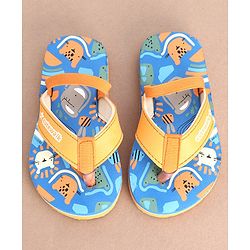 Cute Walk by Babyhug Flip Flops Backstrap Closure Animal Print-  Blue & Orange