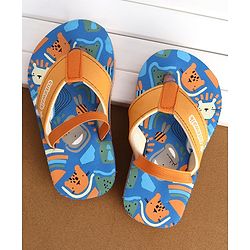 Cute Walk by Babyhug Flip Flops Backstrap Closure Animal Print-  Blue & Orange