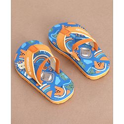 Cute Walk by Babyhug Flip Flops Backstrap Closure Animal Print-  Blue & Orange