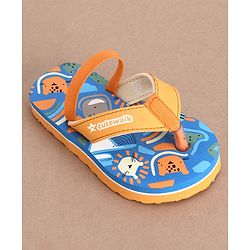 Cute Walk by Babyhug Flip Flops Backstrap Closure Animal Print-  Blue & Orange