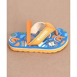 Cute Walk by Babyhug Flip Flops Backstrap Closure Animal Print-  Blue & Orange