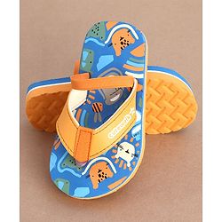 Cute Walk by Babyhug Flip Flops Backstrap Closure Animal Print-  Blue & Orange