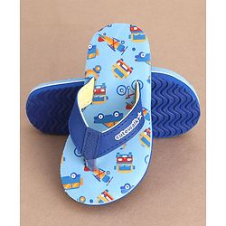 Cute Walk by Babyhug Slip On Flip Flops Truck & Car Print -  Blue