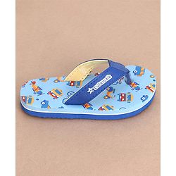 Cute Walk by Babyhug Slip On Flip Flops Truck & Car Print -  Blue