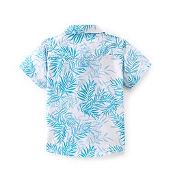 Babyhug 100% Cotton Knit Half Sleeves Tropical Print Printed Shirt - White & Blue