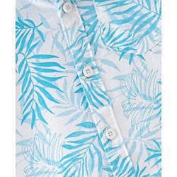 Babyhug 100% Cotton Knit Half Sleeves Tropical Print Printed Shirt - White & Blue