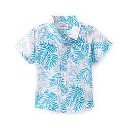 Babyhug 100% Cotton Knit Half Sleeves Tropical Print Printed Shirt - White & Blue
