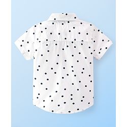 Babyhug Cotton Woven Half Sleeves Regular Collar Shirt with Bow Polka Dot Print - White