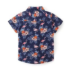 Babyhug Cotton Woven Half Sleeves  Floral Printed Shirt - Blue