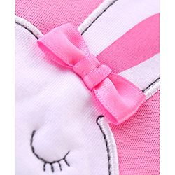 Babyhug Cotton Knit Full Sleeves Footed Sleep Suit Heart Print & Bunny Embroidery - Pink