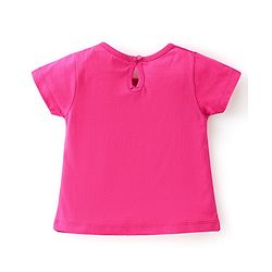 Babyhug Cotton Half Sleeves Top With Text Graphics - Pink