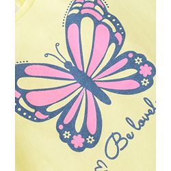 Babyhug Cotton Knit Half Sleeves Top with Butterfly Print - Cream