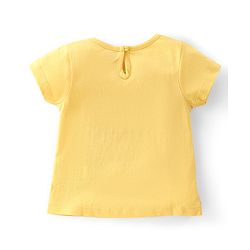 Babyhug Cotton Knit Half Sleeves Top With Butterfly Glitter Graphics - Yellow