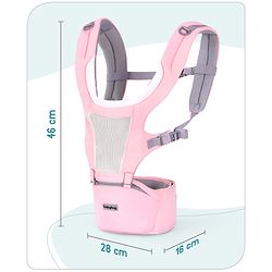 Babyhug Adore 5-in-1 Hip Seat Baby Carrier: Ergonomic, Breathable fabric, Padded straps, Foldable headrest, Secure waist belt, 5 carry positions, and storage pockets for babies up to 15 kg-Green