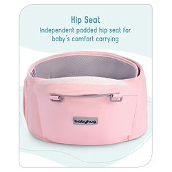 Babyhug Adore 5-in-1 Hip Seat Baby Carrier: Ergonomic, Breathable fabric, Padded straps, Foldable headrest, Secure waist belt, 5 carry positions, and storage pockets for babies up to 15 kg-Green