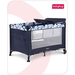 Babyhug Bouyant 3 in 1 Playpen cum Cot with Mosquito Net - Dark Blue