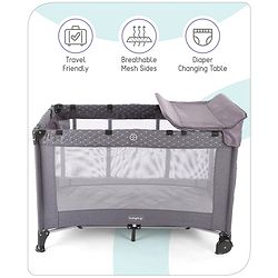 Babyhug Bouyant 3 in 1 Playpen cum Cot with Mosquito Net - Dark Blue