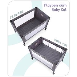 Babyhug Bouyant 3 in 1 Playpen cum Cot with Mosquito Net - Dark Blue