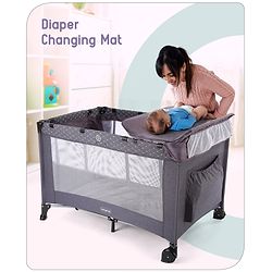 Babyhug Bouyant 3 in 1 Playpen cum Cot with Mosquito Net - Dark Blue