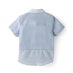 Babyhug Cotton Half Sleeve Striped Shirt -  Blue