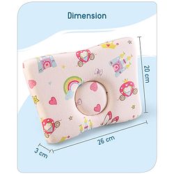 Babyhug Premium Rectangular Memory Foam Head Shaping Baby Pillow Princess Castle Theme- Pink| Prevents Flat-Head Syndrome| Firm and Supportive| Supports Neck and Shoulders| Soft Breathable Fabric| Washable| Travel Friendly| Suitable for New Born